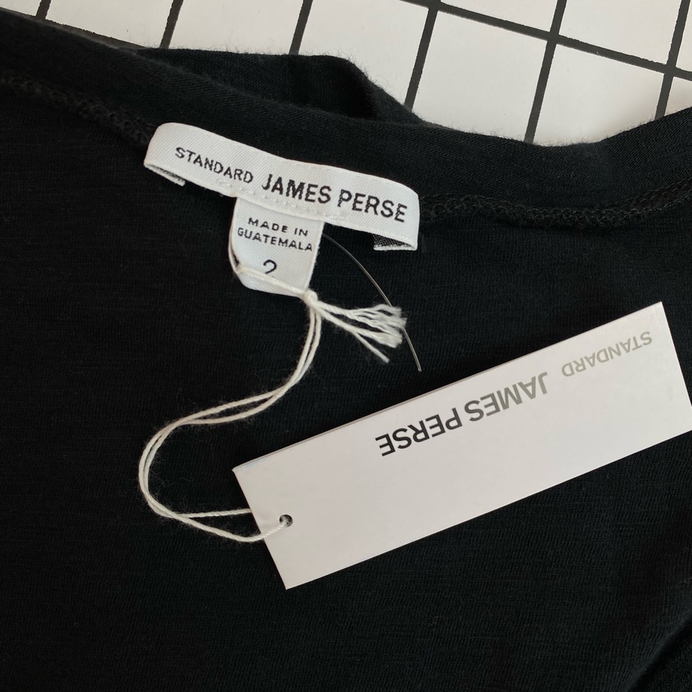 James Perse Deep Scoop Neck Black tshirt Short Sleeve - Picture 7 of 9